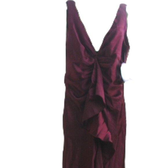 VINTAGE w/ Tag RAMPAGE Burgundy Ruffle Formal Evening Gown 3 *Needs Zipper Pull* - Picture 5 of 16
